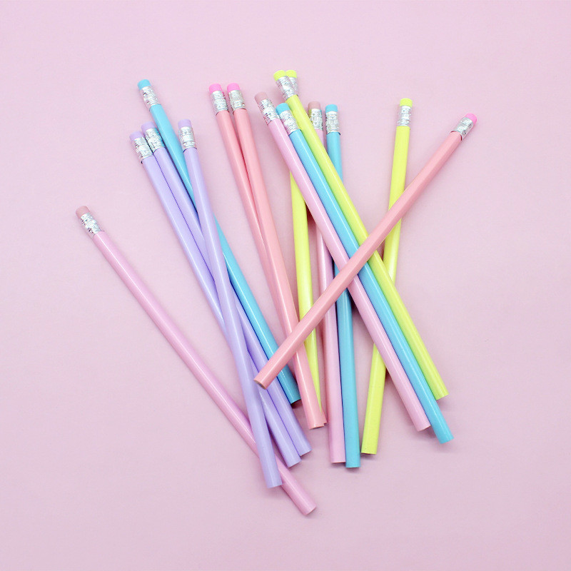 15 бр./лот Macaron цветен дървен молив HB молив с гумичка Детски молив за рисуване Училищни канцеларски материали