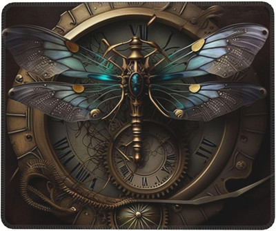 Mouse Pad Dragonfly Dials Steampunk Art Αντιολισθητικό, ελαστικό ορθογώνιο Mousepads Ματ για Gaming Υπολογιστή γραφείου Φορητός υπολογιστής 10 x 12 ιντσών