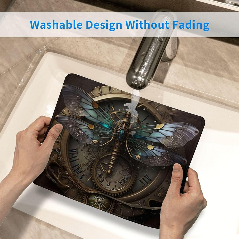 Mouse Pad Dragonfly Dials Steampunk Art Αντιολισθητικό, ελαστικό ορθογώνιο Mousepads Ματ για Gaming Υπολογιστή γραφείου Φορητός υπολογιστής 10 x 12 ιντσών