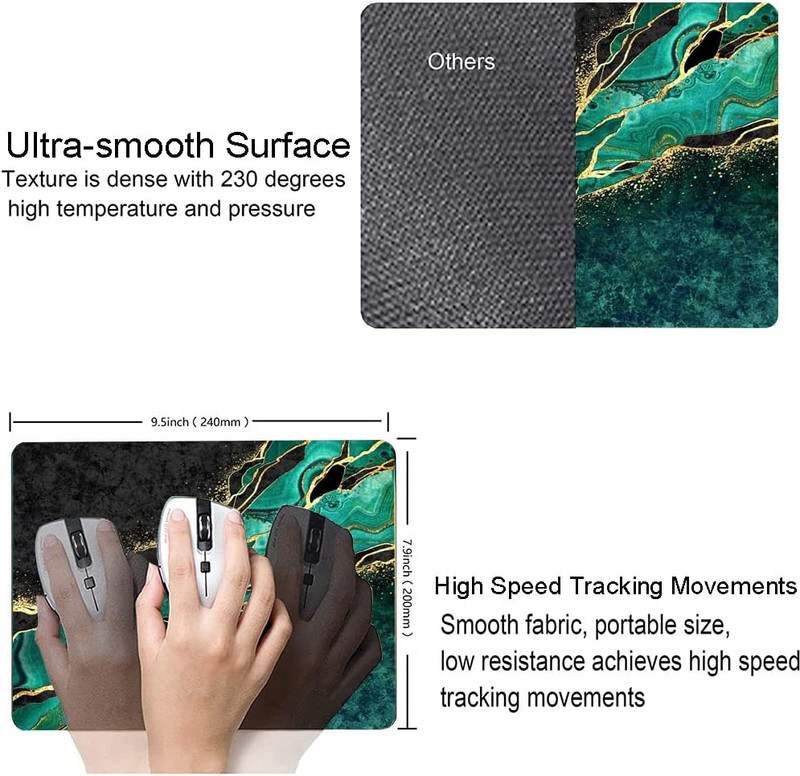 Zelena mramorna zlatna podloga za miša Vrhunska teksturirana podloga za miš Vodootporna neklizajuća gumena podloga Računalne podloge za miša za uredski stol za prijenosno računalo