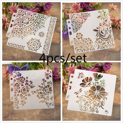 4 бр./Партида 13 см 5,1" 1/4 кръгъл ръб Направи си сам шаблони за наслояване Албум за оцветяване на лексикони Декоративна картичка