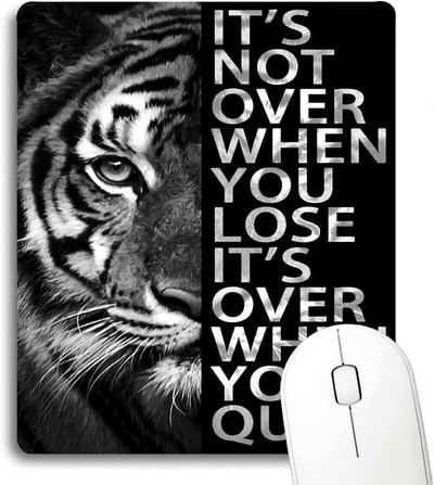 Μαύρο και άσπρο Cool Lion Head Mouse Pad Εμπνευσμένο απόσπασμα Δεν τελείωσε όταν χάσεις Είναι τελείωσε όταν εγκαταλείψεις το ποντίκι χαλάκι