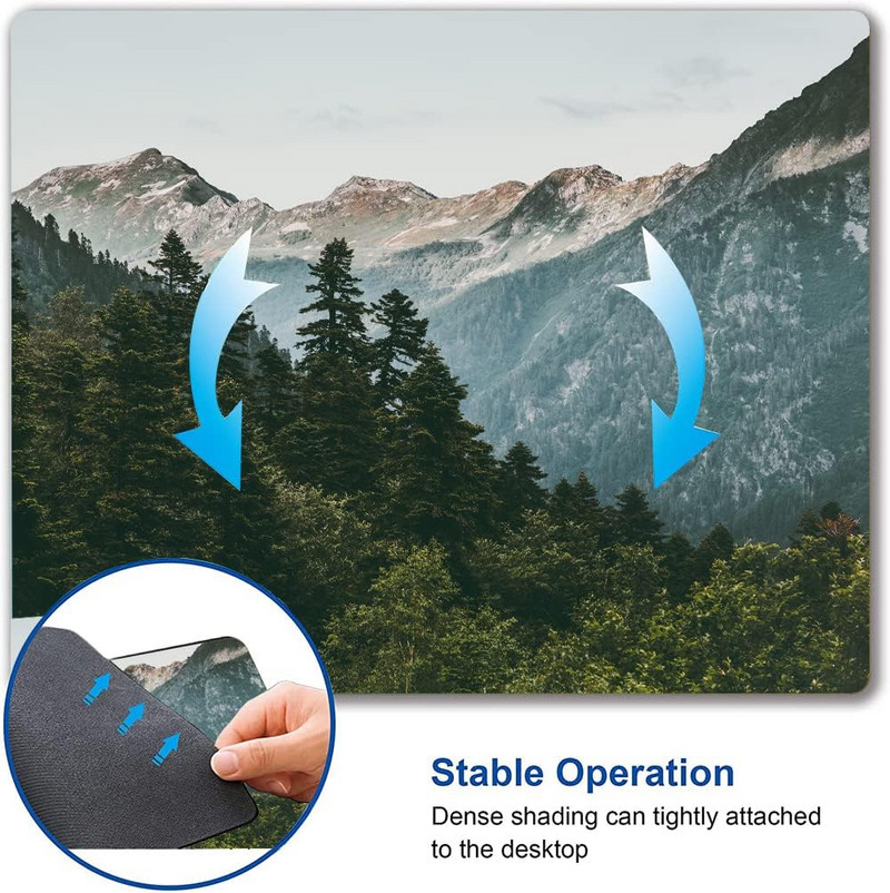 Подложка за мишка Мраморна подложка за мишка Водоустойчива подложка за мишка Неплъзгаща се гумена основа Подложки за мишка за офис лаптоп 9,5x7,9 инча Mountain Tree