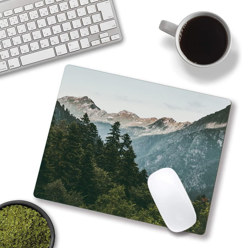 Подложка за мишка Мраморна подложка за мишка Водоустойчива подложка за мишка Неплъзгаща се гумена основа Подложки за мишка за офис лаптоп 9,5x7,9 инча Mountain Tree