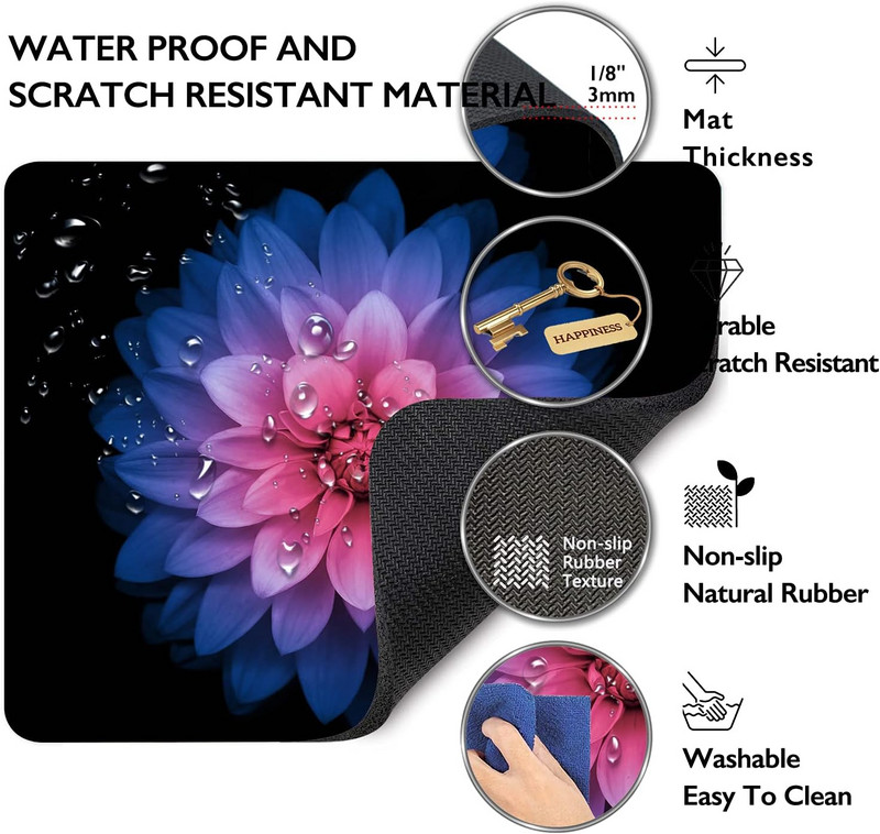 Bule Lotus Floral Mouse Pad Ακουαρέλα Premium-Textured Mousepads Σχεδιασμός Mousepad Αντιολισθητική βάση από καουτσούκ για υπολογιστές Mousepad