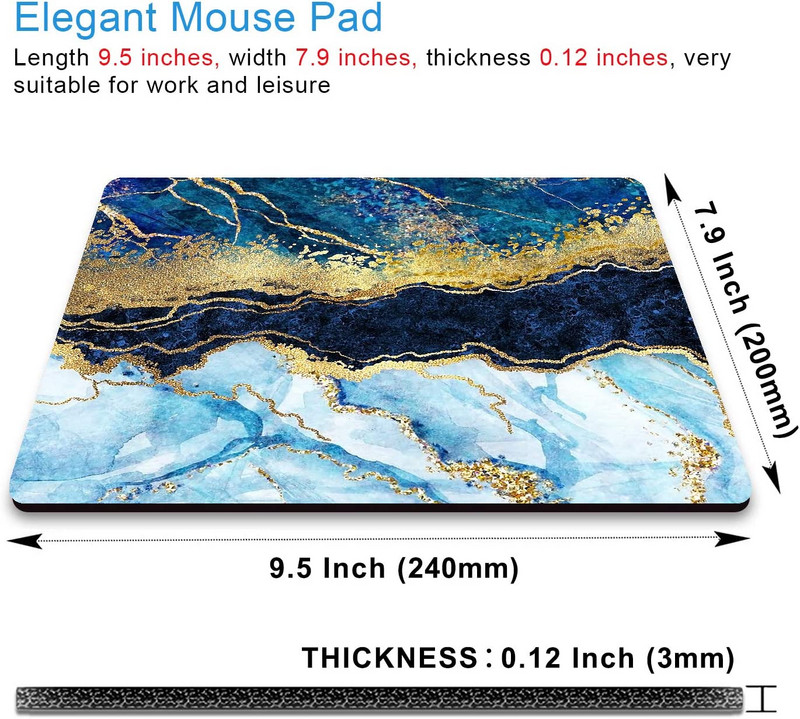 Μπλε Cracked Marbling Mouse Pad Αντιολισθητική βάση από καουτσούκ Marble Mousepad για gaming υπολογιστών Mousepad για φορητό υπολογιστή 9,5x7,9 ιντσών