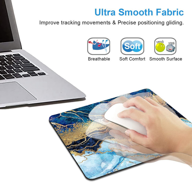 Μπλε Cracked Marbling Mouse Pad Αντιολισθητική βάση από καουτσούκ Marble Mousepad για gaming υπολογιστών Mousepad για φορητό υπολογιστή 9,5x7,9 ιντσών