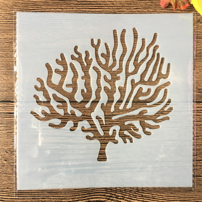 4 τεμ/Σετ 5 ιντσών Ocean Sea Coral Στένσιλ στρώσεων ζωγραφικής Λεύκωμα ζωγραφικής με ανάγλυφο διακοσμητικό πρότυπο άλμπουμ