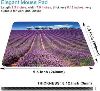 Флорална подложка за мишка Purple Lavender Field Mouse Pad Водоустойчива неплъзгаща се гумена основа Подложка за мишка за офис лаптоп 9,5\