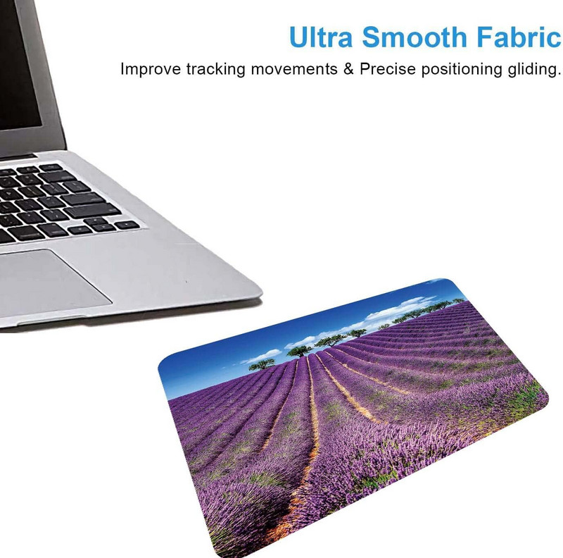 Floral Mouse Pad Purple Lavender Field Mouse Pad Αδιάβροχη αντιολισθητική βάση από καουτσούκ για φορητό υπολογιστή γραφείου 9,5"x7,9" ίντσες
