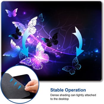 Μωβ Butterfly Mouse Pad Χαριτωμένο αδιάβροχο πατάκι ποντικιού, αντιολισθητική βάση από καουτσούκ για υπολογιστές Mousepad για γυναίκες Διακοσμητικό γραφείου φορητού γραφείου