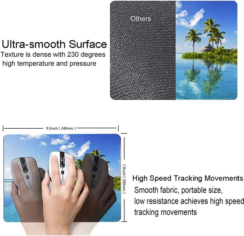 Pelės kilimėlis Beach Pelės kilimėlis Kvadratinis kompiuterio pelės kilimėlis vandeniui atsparus pelės kilimėlis, neslystantis guminis pagrindas, skirtas biuro nešiojamiesiems kompiuteriams