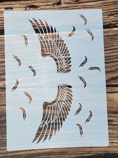 1db 21*29Cm Wings Stencil Bútorfalakhoz Festés Dekoráció Rétegezés Műanyag barkácsolás Színező Dombornyomó Scrapbook Stencilek