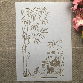 A4 29cm 9 Σχέδια Animal Panda Turtle DIY Layering Stencils Wall Painting Scrapbook Coloring ανάγλυφο διακοσμητικό πρότυπο άλμπουμ