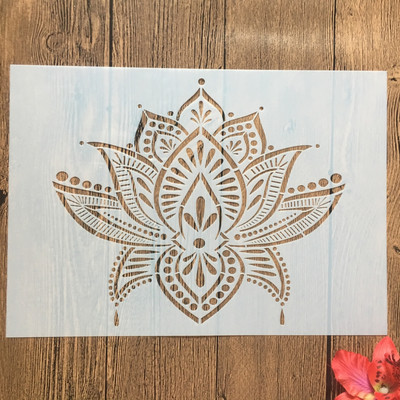 A4 29cm Lotus Flower DIY Στένσιλ στρώσεων Ζωγραφική τοίχου Λεύκωμα χρωματισμού ανάγλυφο άλμπουμ Διακοσμητικό χάρτινο πρότυπο κάρτας