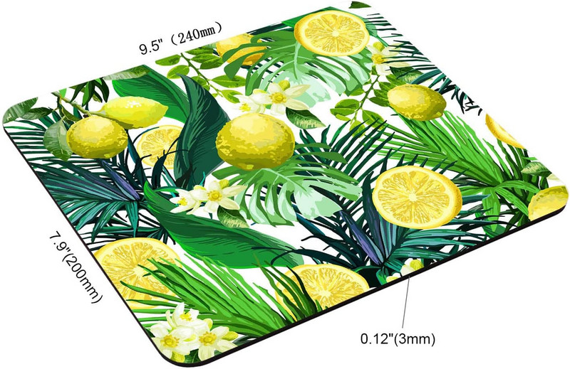 Лимони Подложка за мишка Цветя и тропически листа Подложка за мишка Офис Подложка за мишка с неплъзгащи се гумени подложки за мишка за лаптоп