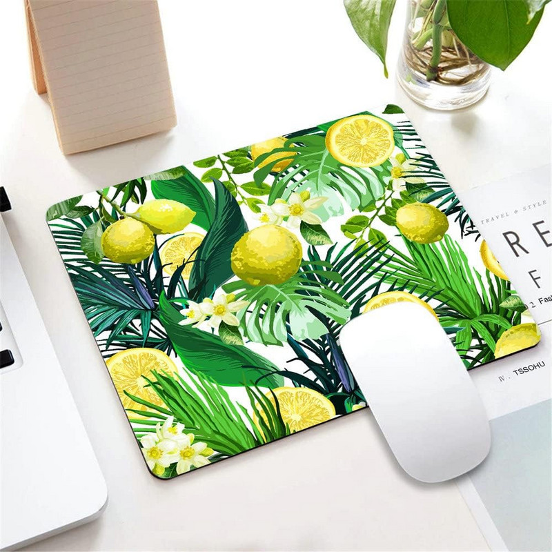 Лимони Подложка за мишка Цветя и тропически листа Подложка за мишка Офис Подложка за мишка с неплъзгащи се гумени подложки за мишка за лаптоп