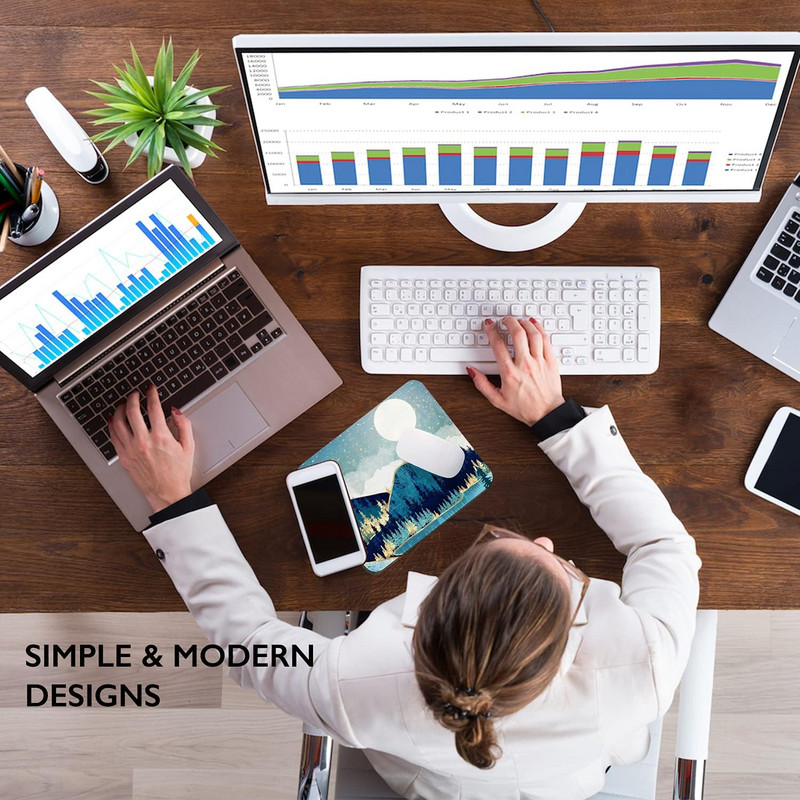 Mountain Sunrise Mouse Pad Watercolor Premium-Textured Mousepads Design Mousepad Неплъзгаща се гумена основа Подложка за компютърна мишка