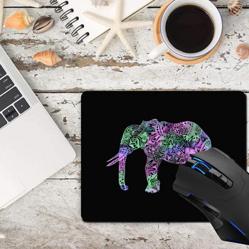 Подложка за мишка, цветен племенен флорален слон Подложки за компютърна мишка Аксесоари за бюро Неплъзгаща се гумена основа, подложка за мишка за мишка за лаптоп