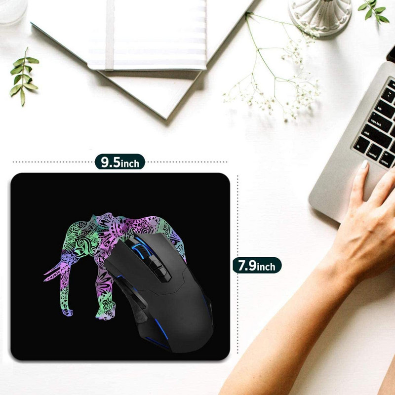 Podloga za miša, šareni plemenski cvjetni slon Podloge za računalni miš Stolni dodaci Neklizajuća gumena podloga, podloga za miša za miš za prijenosno računalo