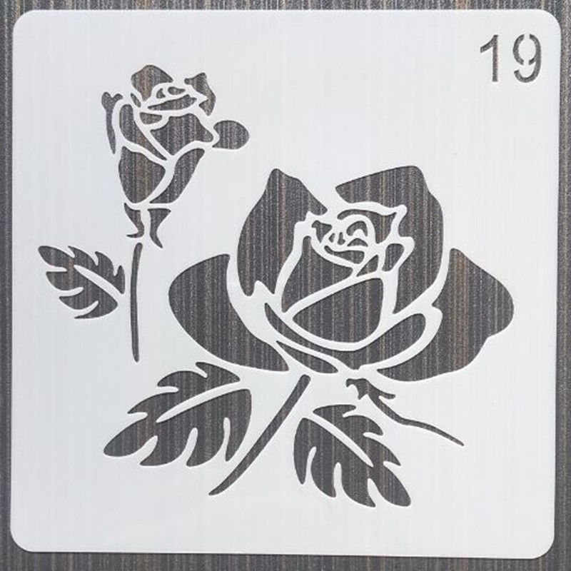 1 db 13 cm-es virágos újrafelhasználható barkácslapos rajzsablonok falfestés bútor Scrapbook színező dombornyomott album díszsablon