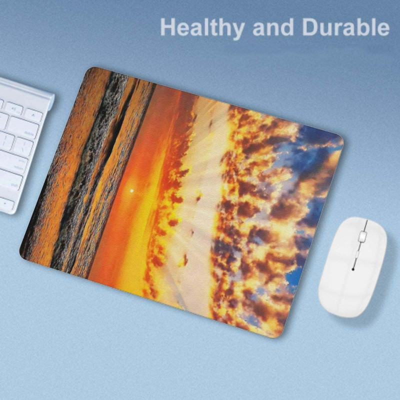 Sunrise Beach Gaming Mouse Pad Сладка подложка за мишка Миещи се нехлъзгащи се гумени подложки за мишки 7,9x9,5 инча за лаптоп, офис компютър