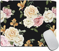 Флорален модел с рози Подложка за мишка Акварел Роза Подложка за мишка Подложка за мишка Квадратна подложка за мишка Неплъзгаща се гумена основа Подложки за мишка