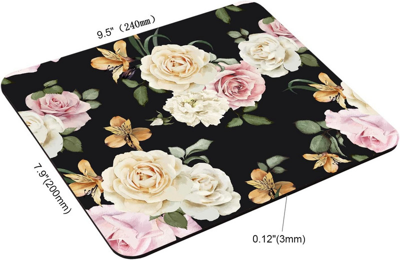 Флорален модел с рози Подложка за мишка Акварел Роза Подложка за мишка Подложка за мишка Квадратна подложка за мишка Неплъзгаща се гумена основа Подложки за мишка