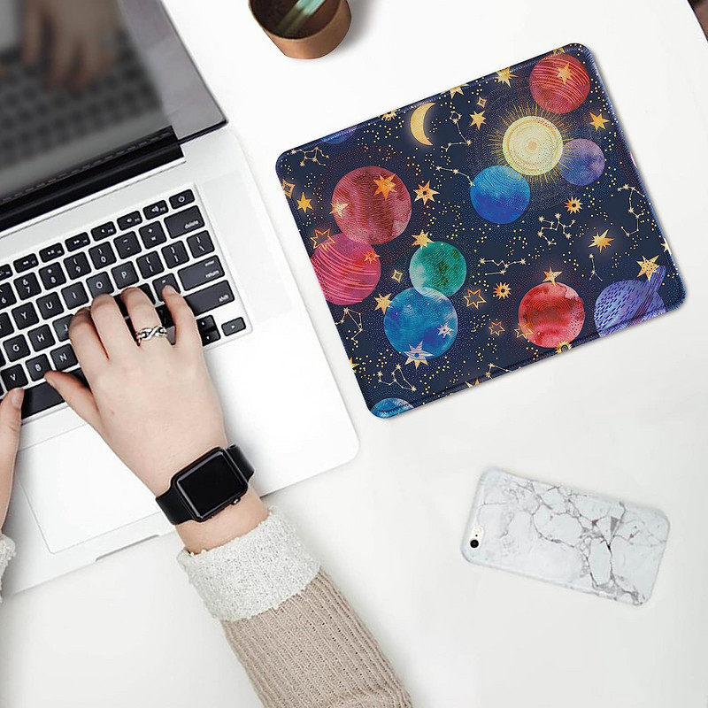 Galaxy Space Подложка за мишка Office Home Премиум-текстурирана подложка за мишка за лаптоп Игри Жени Мъже Водоустойчива подложка за мишка Нехлъзгаща се гума