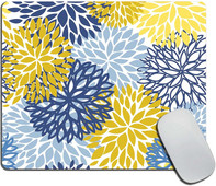Зелено пролетно цвете, синьо, жълто и тъмносиня, хризантема, кафява подложка за мишка Подложки за мишка с дизайн Неплъзгащи се гумени подложки за мишка