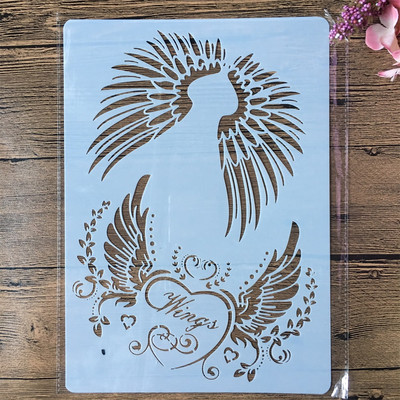 A4 29cm Eagle Wing DIY Στένσιλ με στρώσεις τοίχου Ζωγραφική Λεύκωμα χρωματισμού Διακοσμητικό πρότυπο άλμπουμ με ανάγλυφο