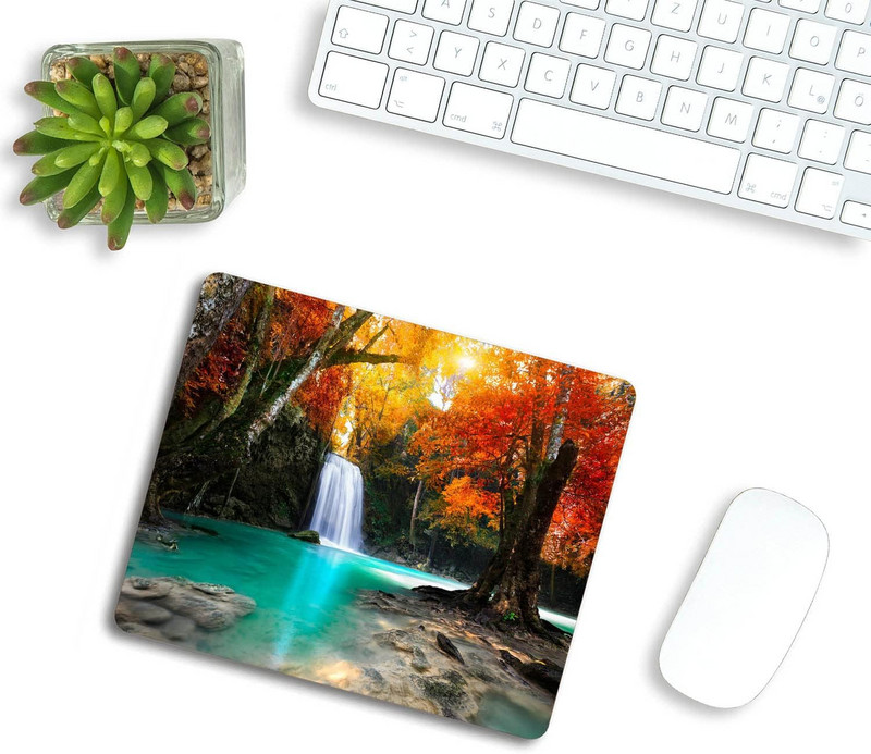 Hiirepadi ristkülik Deep Forest Waterfall libisemisvastane kummist hiirepadi mängude jaoks kontoris sülearvuti arvuti arvuti meeste naiste lapsed