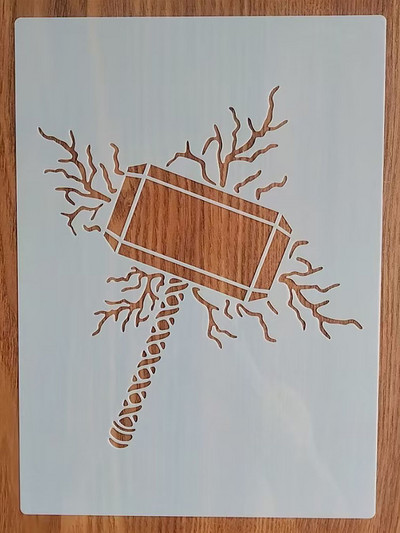 Predložak Thunder Hammer od 21*29 cm za slikanje grafike DIY šablone Murali Spomenar Bojanje Reljefni album Dekorativne šablone