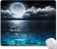 Подложка за мишка Ocean and Moon Moon Illuminating The Clear Blue Ocean Mouse Pad Водоустойчива нехлъзгаща се гумена основа за компютърен лаптоп