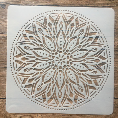 30 * 30 cm Mandala Geometry Barkács falfestés Rétegező Sablonok Scrapbook Színező Dombornyomó album Dekoratív sablon falakhoz