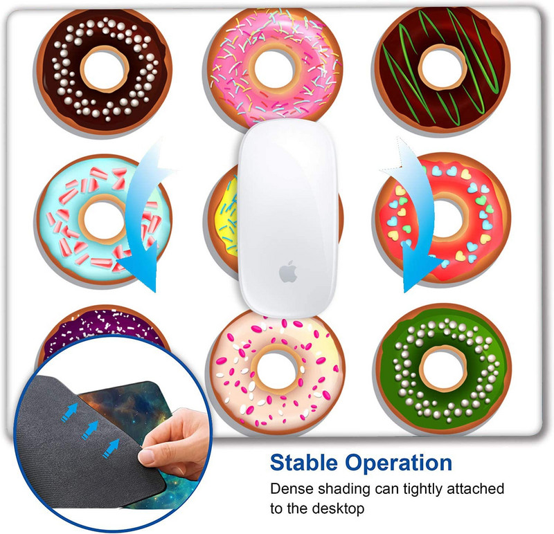 Donuts Подложка за мишка Неплъзгаща се гумена основа Подложки за мишка за компютри Лаптоп Аксесоари за офис бюро Подложка за мишка Donuts 1 бр.