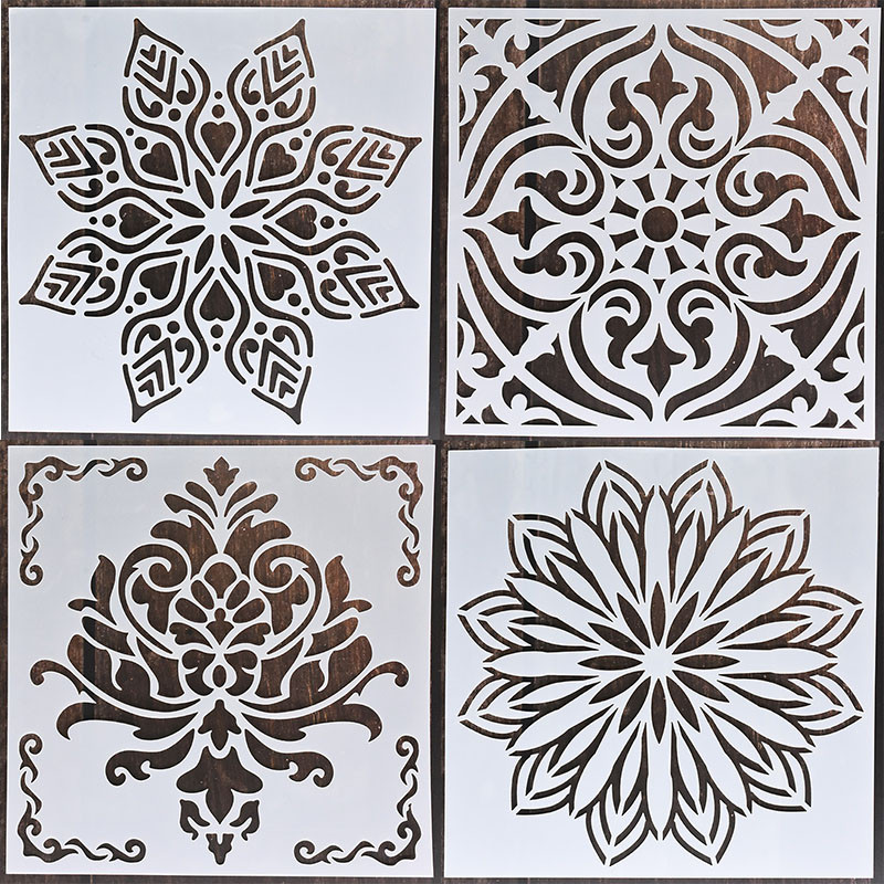 Mandala 1vnt 15 * 15 forma „pasidaryk pats“ namų dekoravimo piešimo šablonas lazeriu pjaustomas sienų šablonas dažymo plytelių plytelių trafaretas