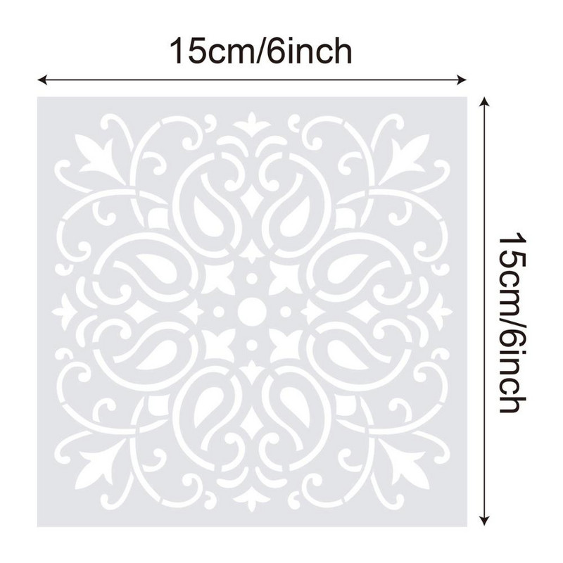 Mandala 1vnt 15 * 15 forma „pasidaryk pats“ namų dekoravimo piešimo šablonas lazeriu pjaustomas sienų šablonas dažymo plytelių plytelių trafaretas