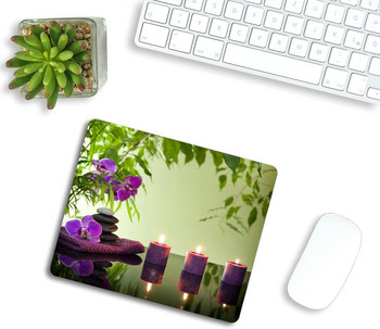 Камъни Ароматни свещи и цветя на орхидеи Подложка за мишка Нехлъзгаща се гумена подложка за мишка за офис домашен лаптоп 9,5\