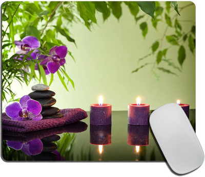 Kamenje, aromatične svijeće i cvjetovi orhideja Podloga za miš Neklizajuće gumene podloge za uredsko kućno prijenosno računalo 9,5"x7,9" inča