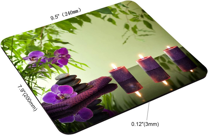 Kamenje, aromatične svijeće i cvjetovi orhideja Podloga za miš Neklizajuće gumene podloge za uredsko kućno prijenosno računalo 9,5"x7,9" inča