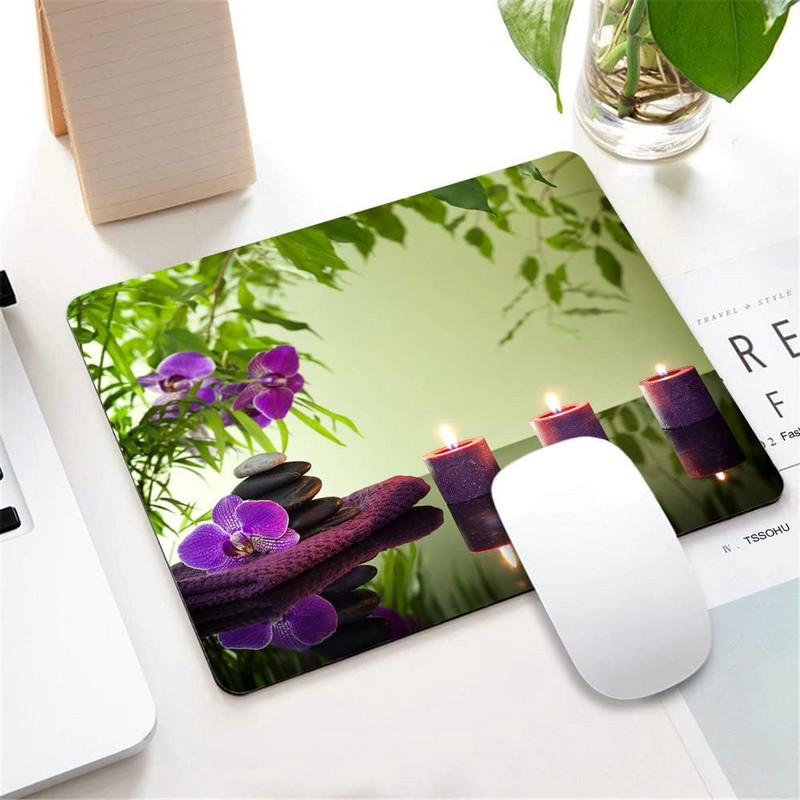 Kamenje, aromatične svijeće i cvjetovi orhideja Podloga za miš Neklizajuće gumene podloge za uredsko kućno prijenosno računalo 9,5"x7,9" inča