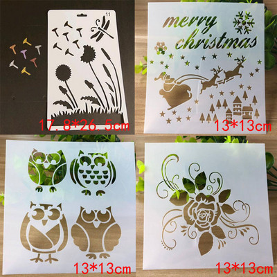 4бр. Листа на цветя Шаблони за рисуване Направи си сам Скрапбук Дневник Оцветяване Релефна форма Графити Декор Офис Училищни пособия