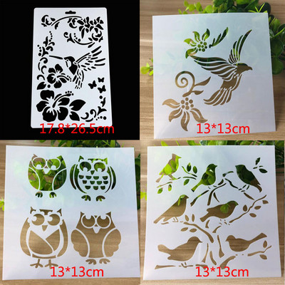 4бр. Листа на цветя Шаблони за рисуване Направи си сам Скрапбук Дневник Оцветяване Релефна форма Графити Декор Офис Училищни пособия