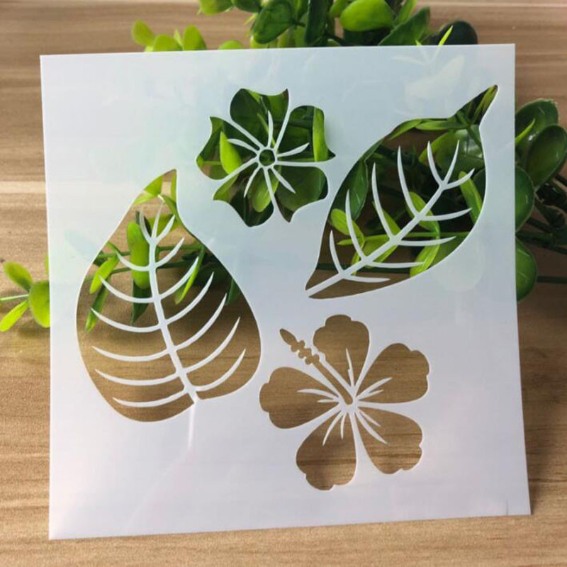 4бр. Листа на цветя Шаблони за рисуване Направи си сам Скрапбук Дневник Оцветяване Релефна форма Графити Декор Офис Училищни пособия