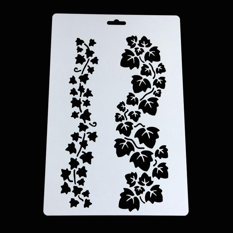 4бр. Листа на цветя Шаблони за рисуване Направи си сам Скрапбук Дневник Оцветяване Релефна форма Графити Декор Офис Училищни пособия