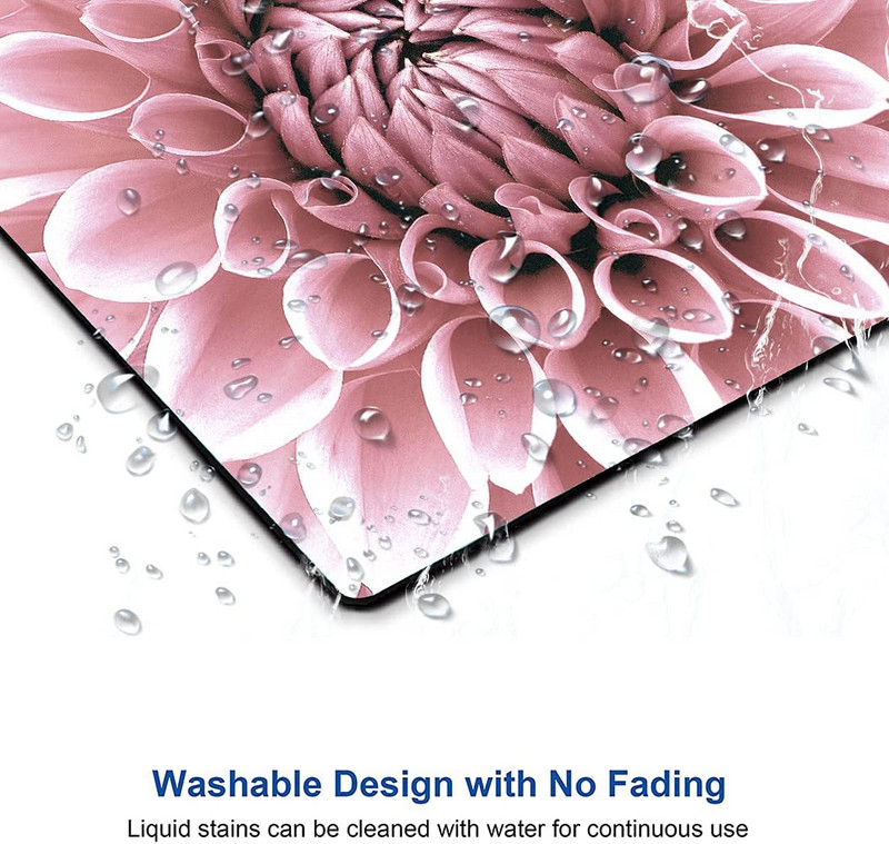 Ροζ Λευκά Λουλούδια Mouse Pad Pretty Floral Art Mouse Pad Αδιάβροχο Mousepad Ορθογώνια Mouse Pads με σχέδια Αντιολισθητικό καουτσούκ