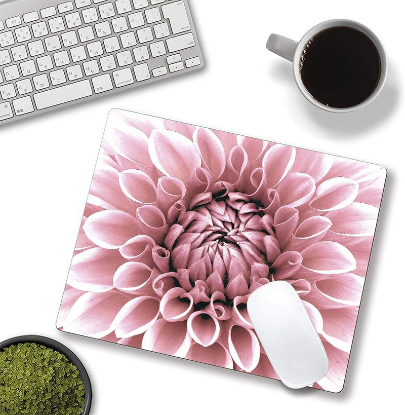Ροζ Λευκά Λουλούδια Mouse Pad Pretty Floral Art Mouse Pad Αδιάβροχο Mousepad Ορθογώνια Mouse Pads με σχέδια Αντιολισθητικό καουτσούκ