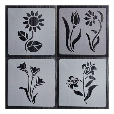 1 τεμ 13*13 εκ. Καλούπι λουλουδιών DIY Στένσιλ στρώσεων Ζωγραφική τοίχου Έπιπλα Λεύκωμα χρωματισμού Ανάγλυφο διακοσμητικό πρότυπο άλμπουμ