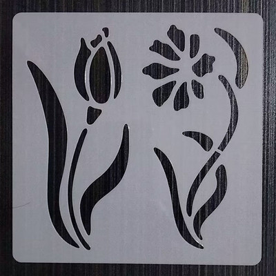 1 τεμ 13*13 εκ. Καλούπι λουλουδιών DIY Στένσιλ στρώσεων Ζωγραφική τοίχου Έπιπλα Λεύκωμα χρωματισμού Ανάγλυφο διακοσμητικό πρότυπο άλμπουμ